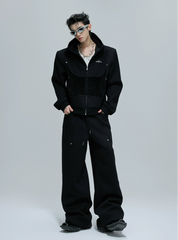 【25s Oct.】Hooded Cropped Mohair Patchwork Hooide/Pants