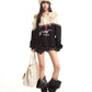 【25s Sep.】Vintage Off-the-shoulder Fur Collar Sweatshirt