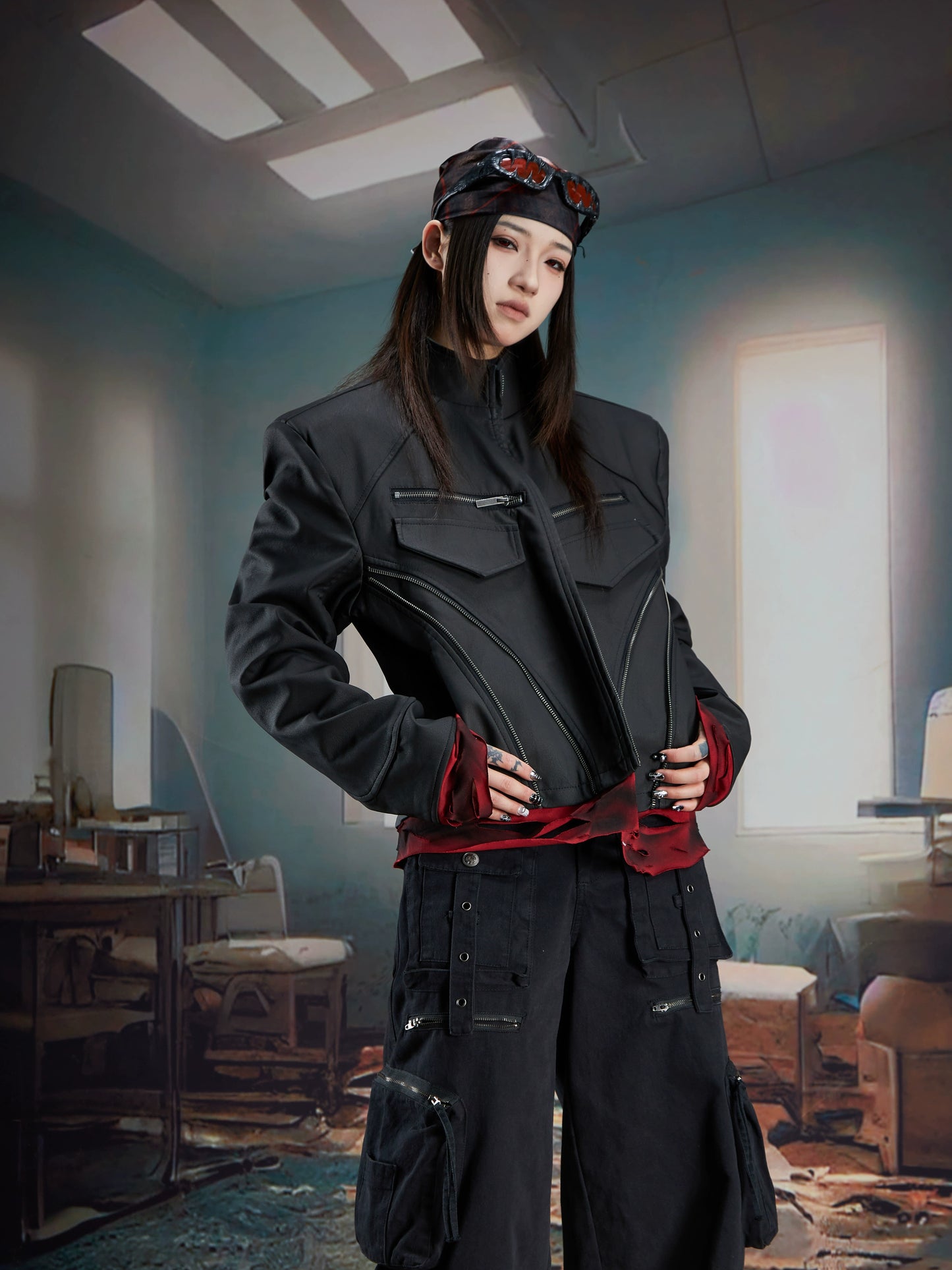 【25s Oct.】Dark Deconstructed Patchwork Leather Jacket