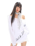 【25s Apr.】Off-shoulder Loose Lettering T-shirt