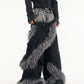 【25s Jan.】Double Waist Fur Patchwork Ripped Floor-length Pants Trendy