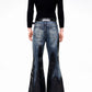 Heavy Waxed Flared Tassel Jeans