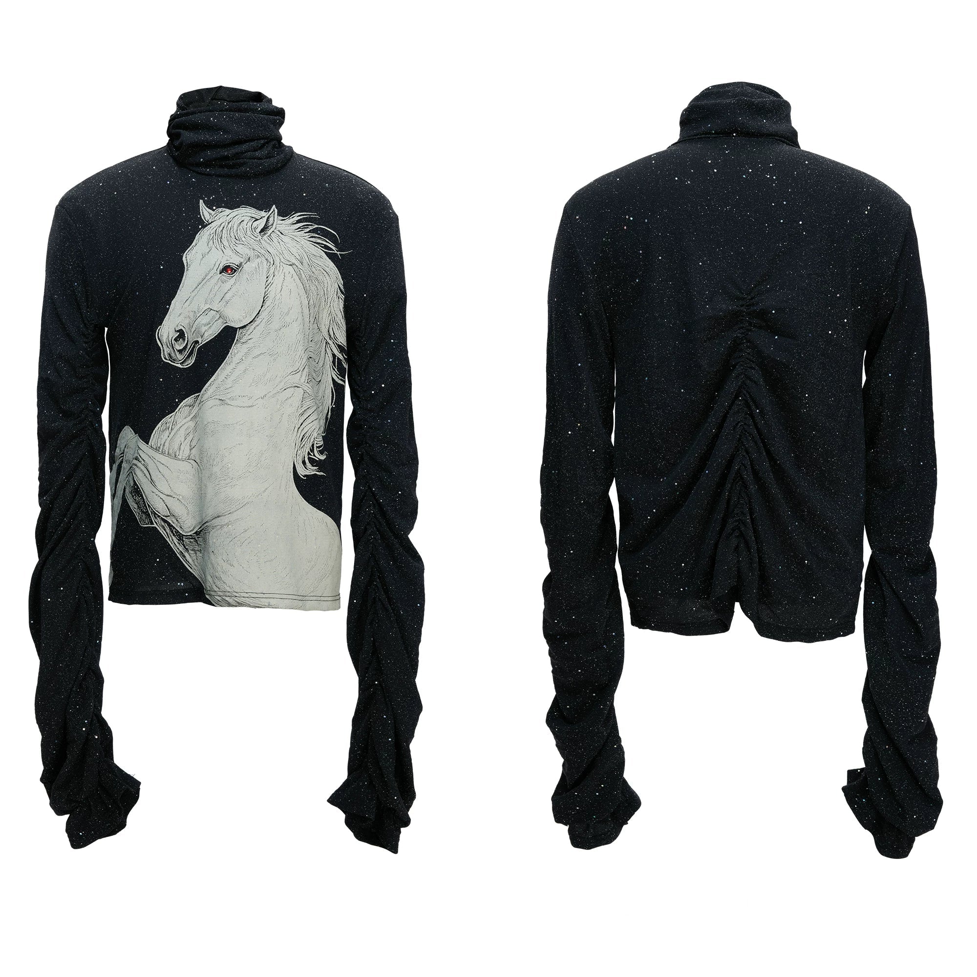 【26s Jan.】Delicate Sequined White Horse Print Top