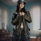 Deconstructed Patchwork Stand-up Collar Rubbed Distressed Jacket