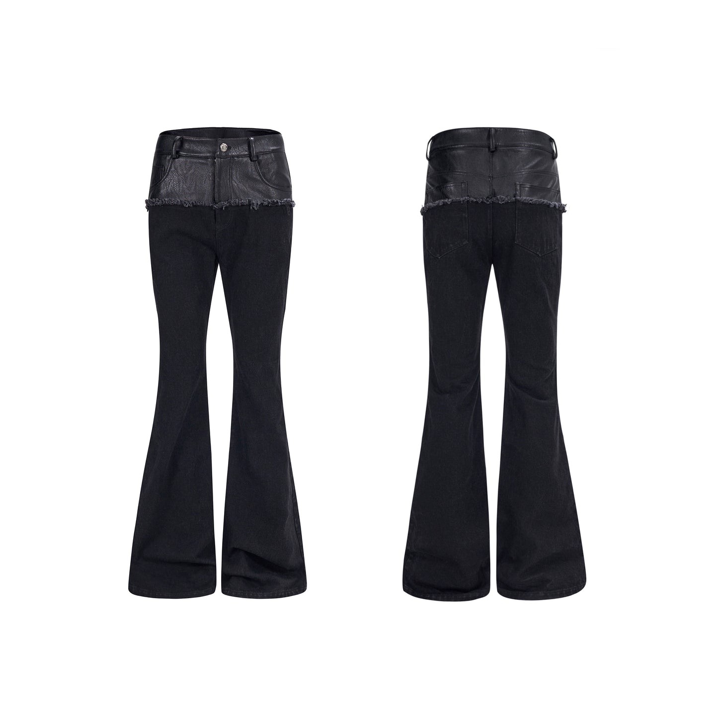 【25s Sep.】High Street Paneled Leather Bootcut Jeans