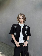 Contrast Floral Detail Polo Shirt
