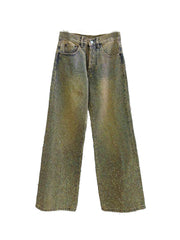 【25s Jul.】Crystal Rhinestone Straight-Leg Jeans