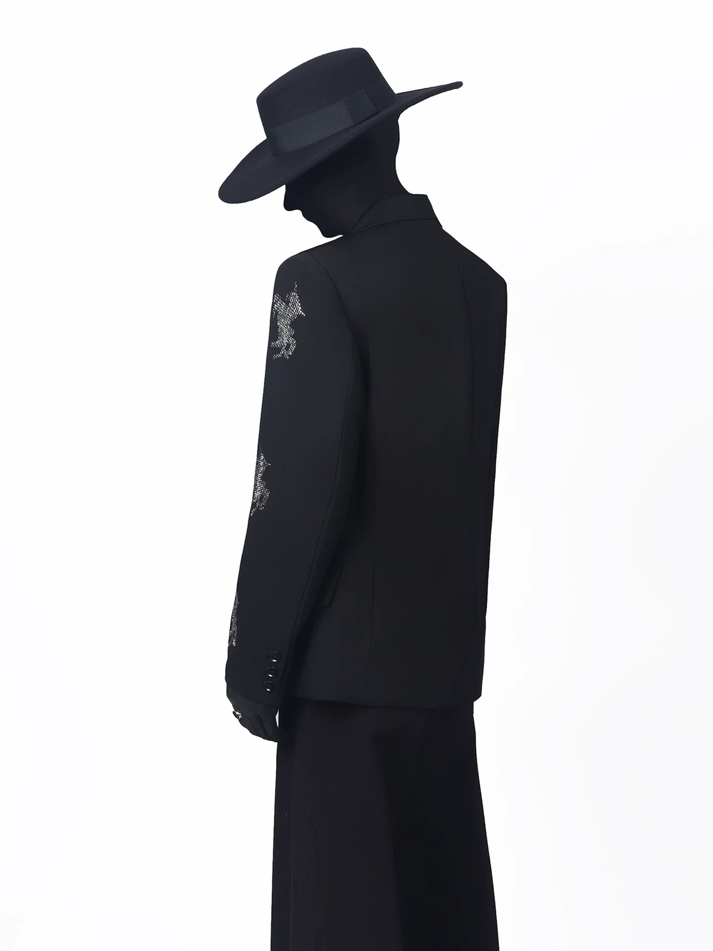 【26s May.】Rhinestone Structured Slim Black Blazer