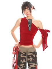 【25s Apr.】Off-shoulder Flash Mesh Vest