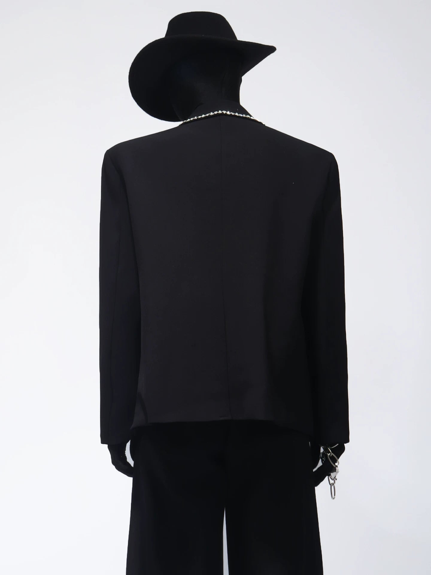 【26s Apr.】Crystal Embellished Padded Shoulder Blazer
