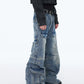 【25s Aug.】Washed Detachable Multi-Pocket Wide-Leg Jeans