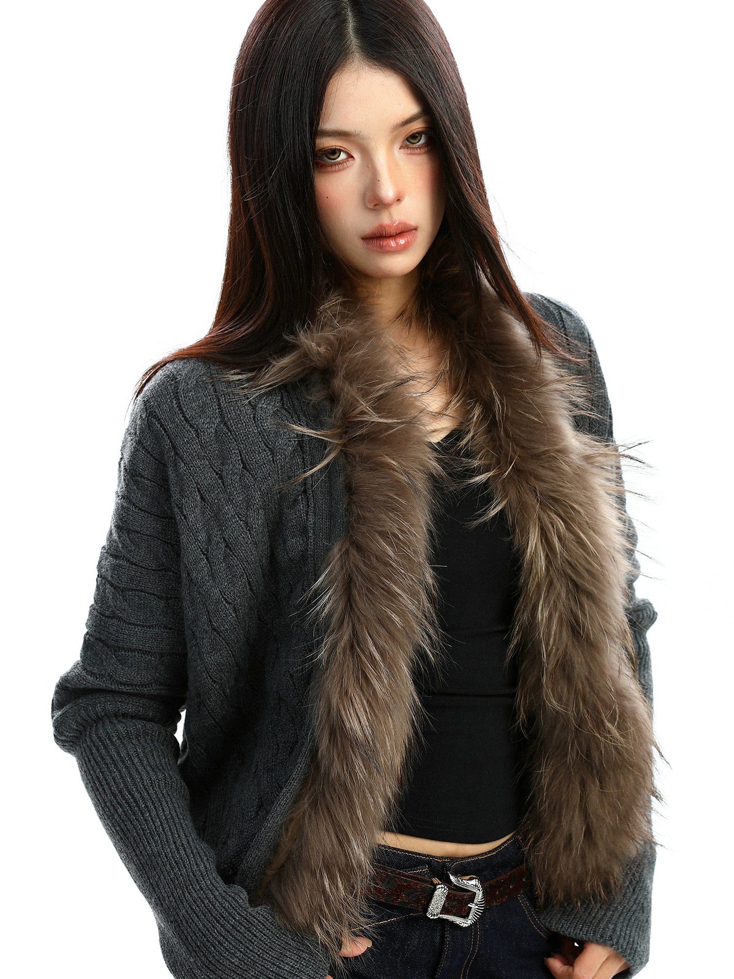 【25s Nov.】Cable Knit Collar Batwing Sleeve Sweater