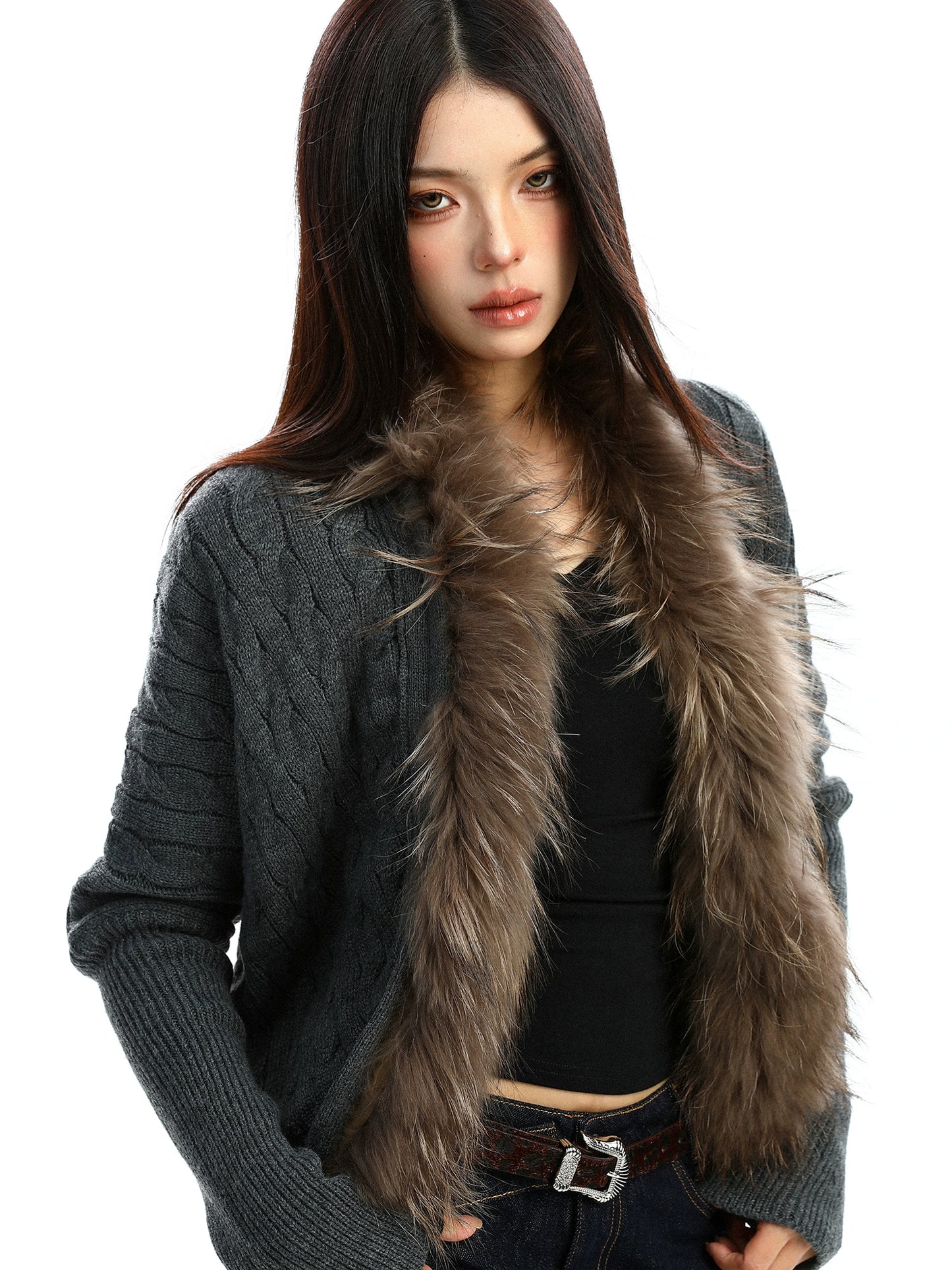 【25s Nov.】Cable Knit Collar Batwing Sleeve Sweater