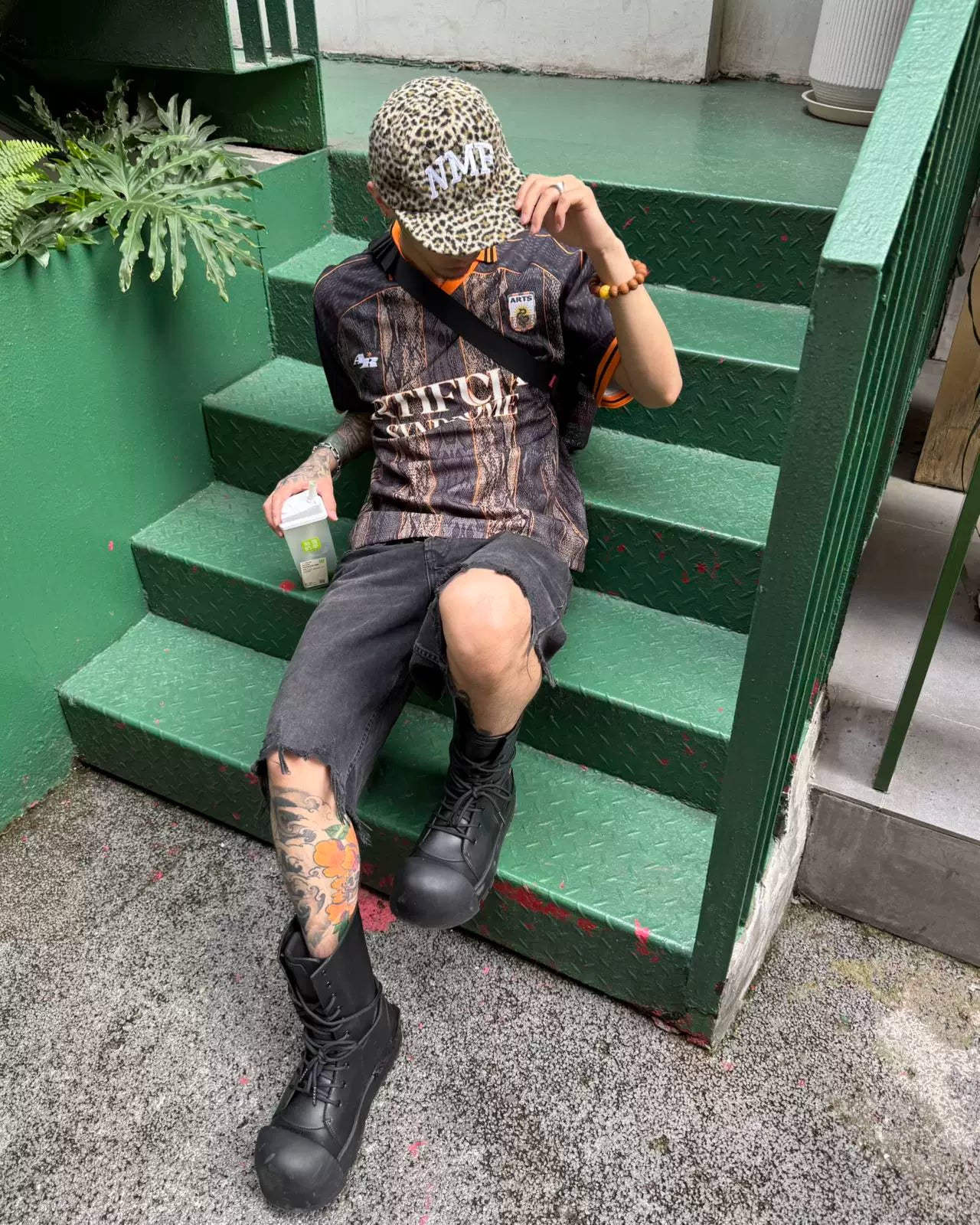 Snake Pattern Polo Jersey Tee