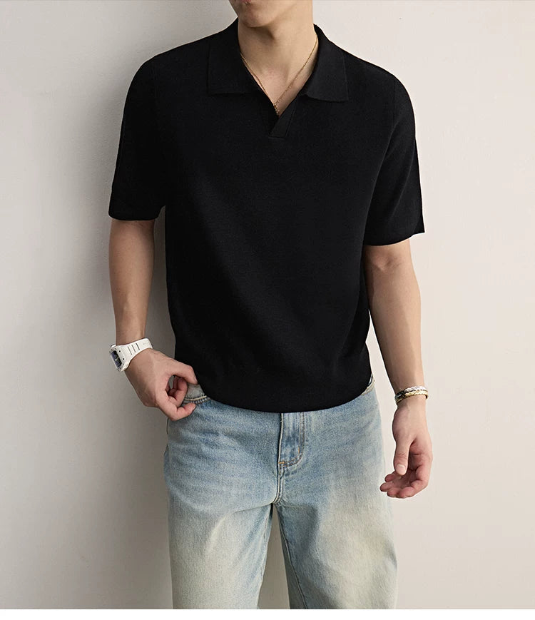 Ice Silk Knit Polo Shirt