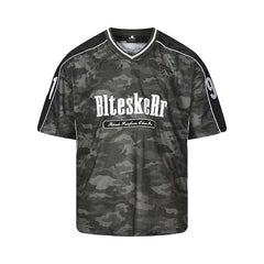 Embroidered Camo Mesh Jersey Tee