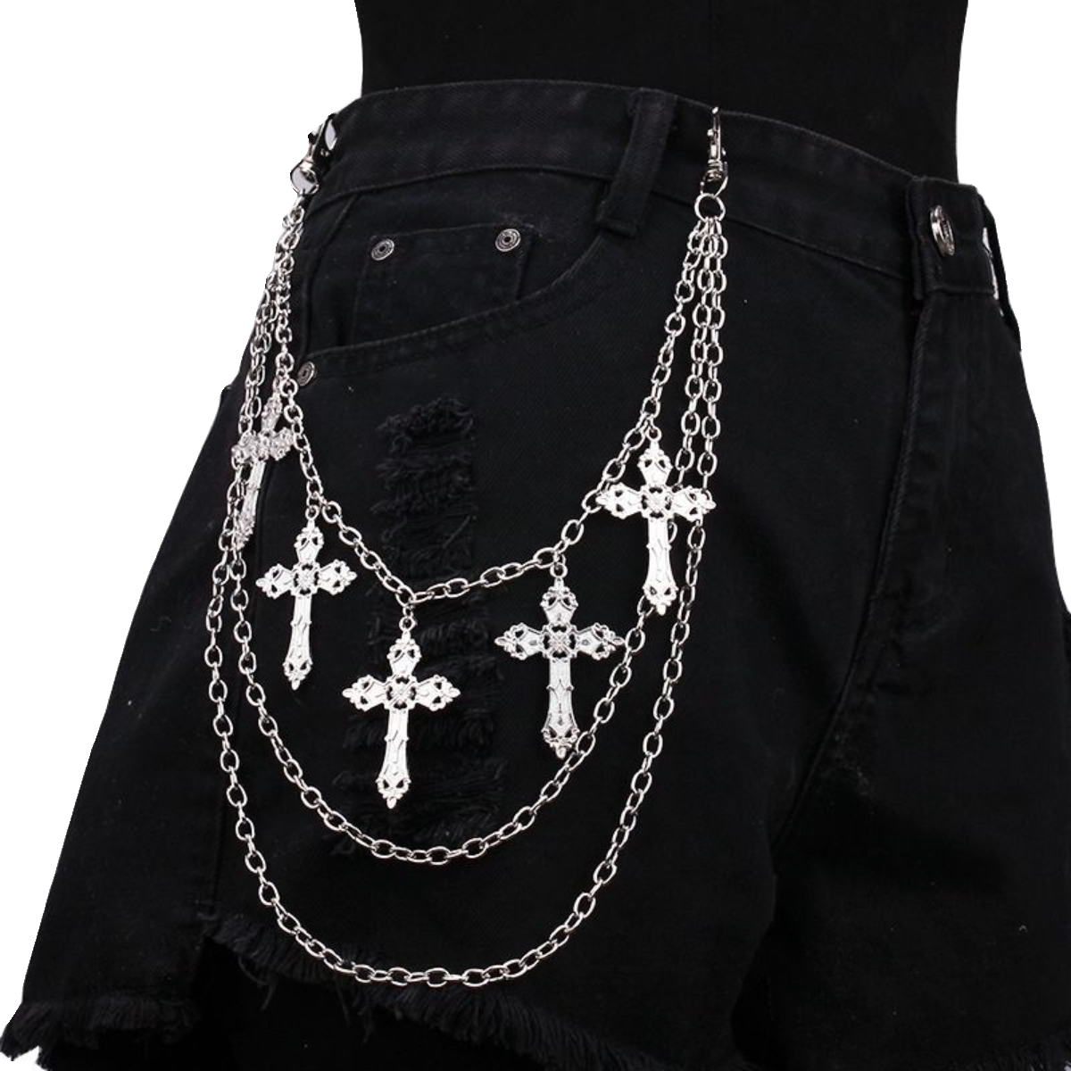 Gothic Studded Cross Waist Chain