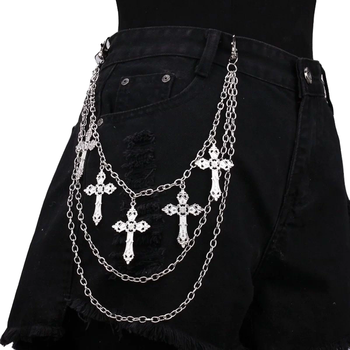 Gothic Studded Cross Waist Chain