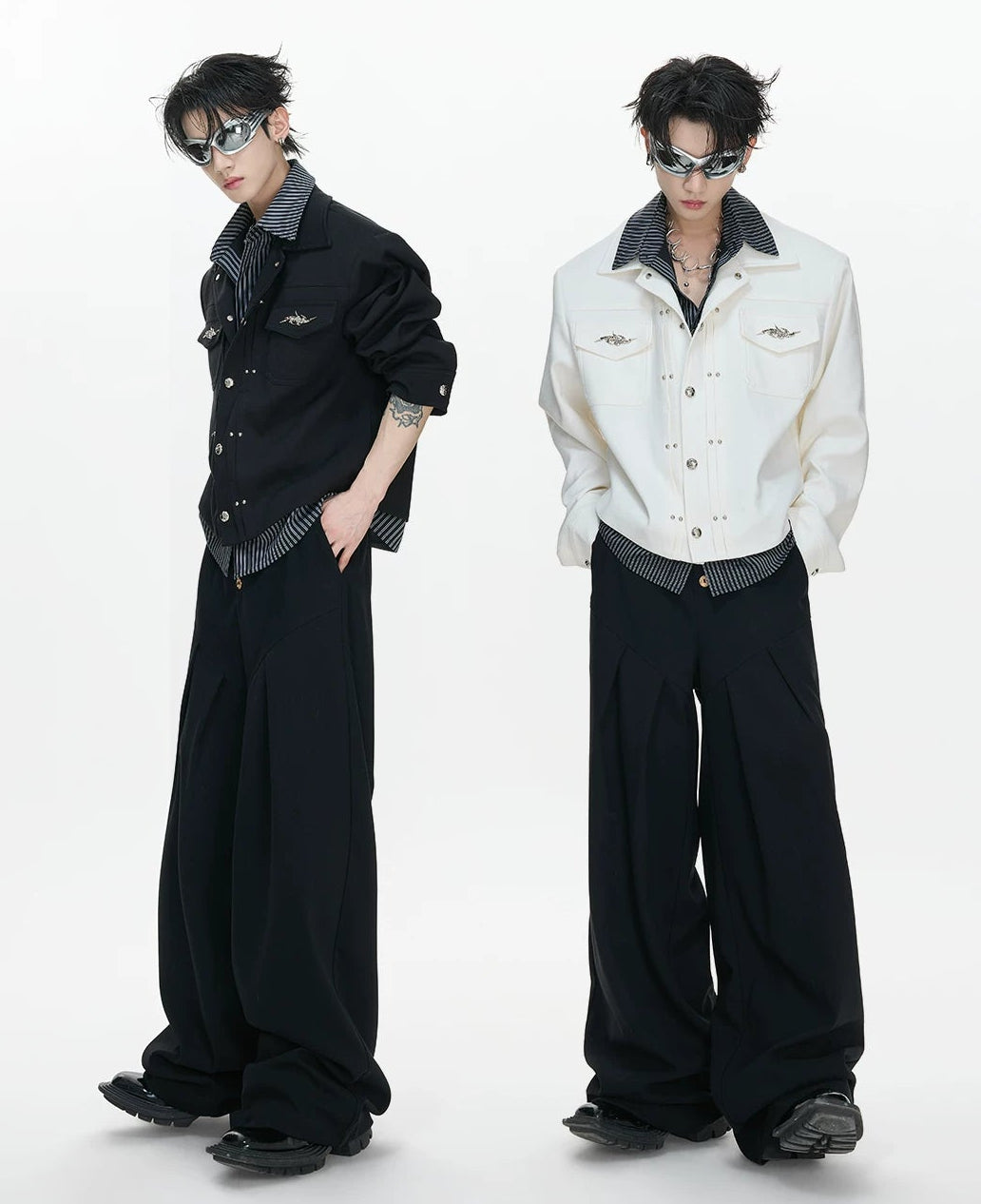 26s Feb.】Striped Faux-Layer Short Jacket