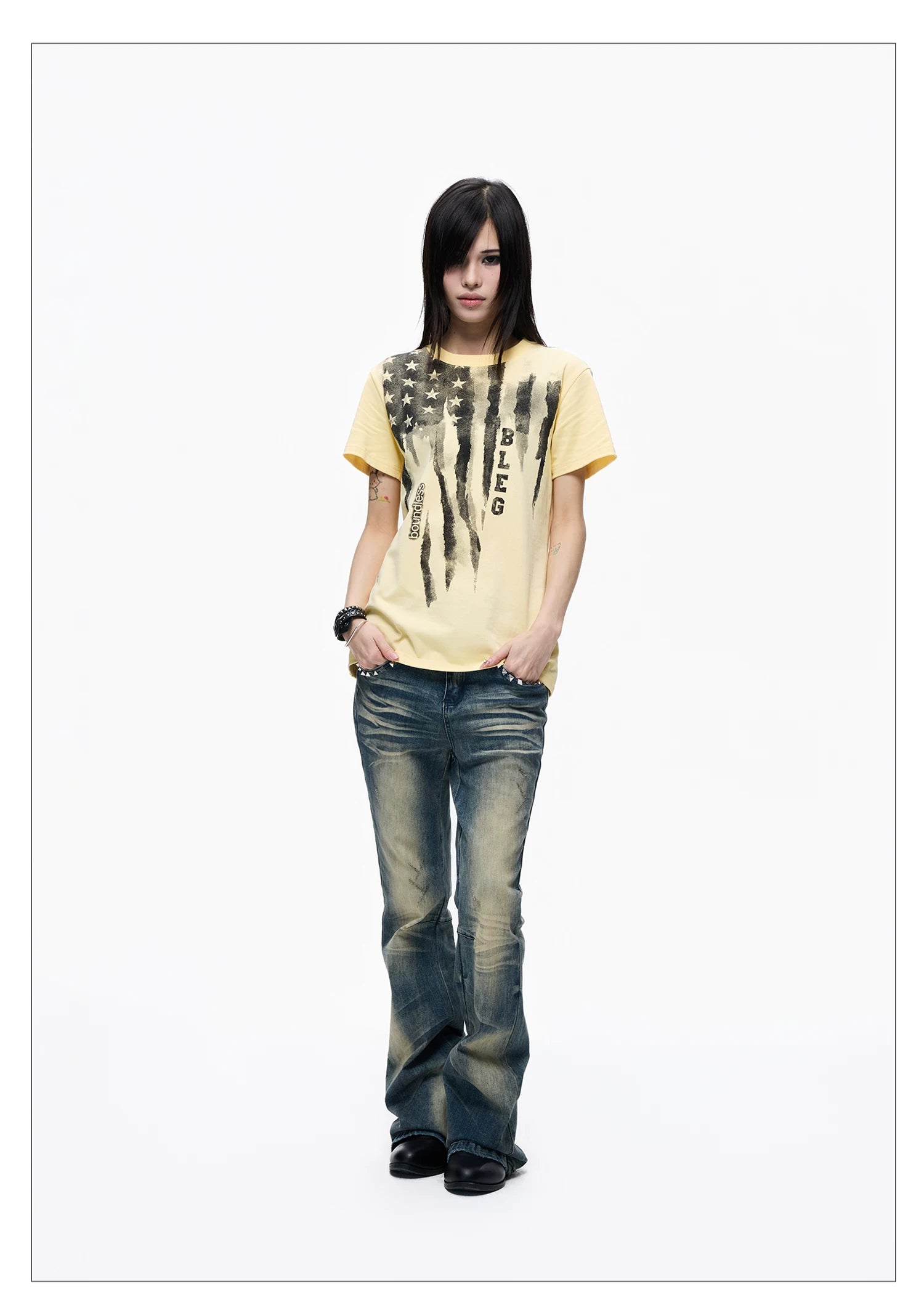 Washed Graffiti Cropped Tee