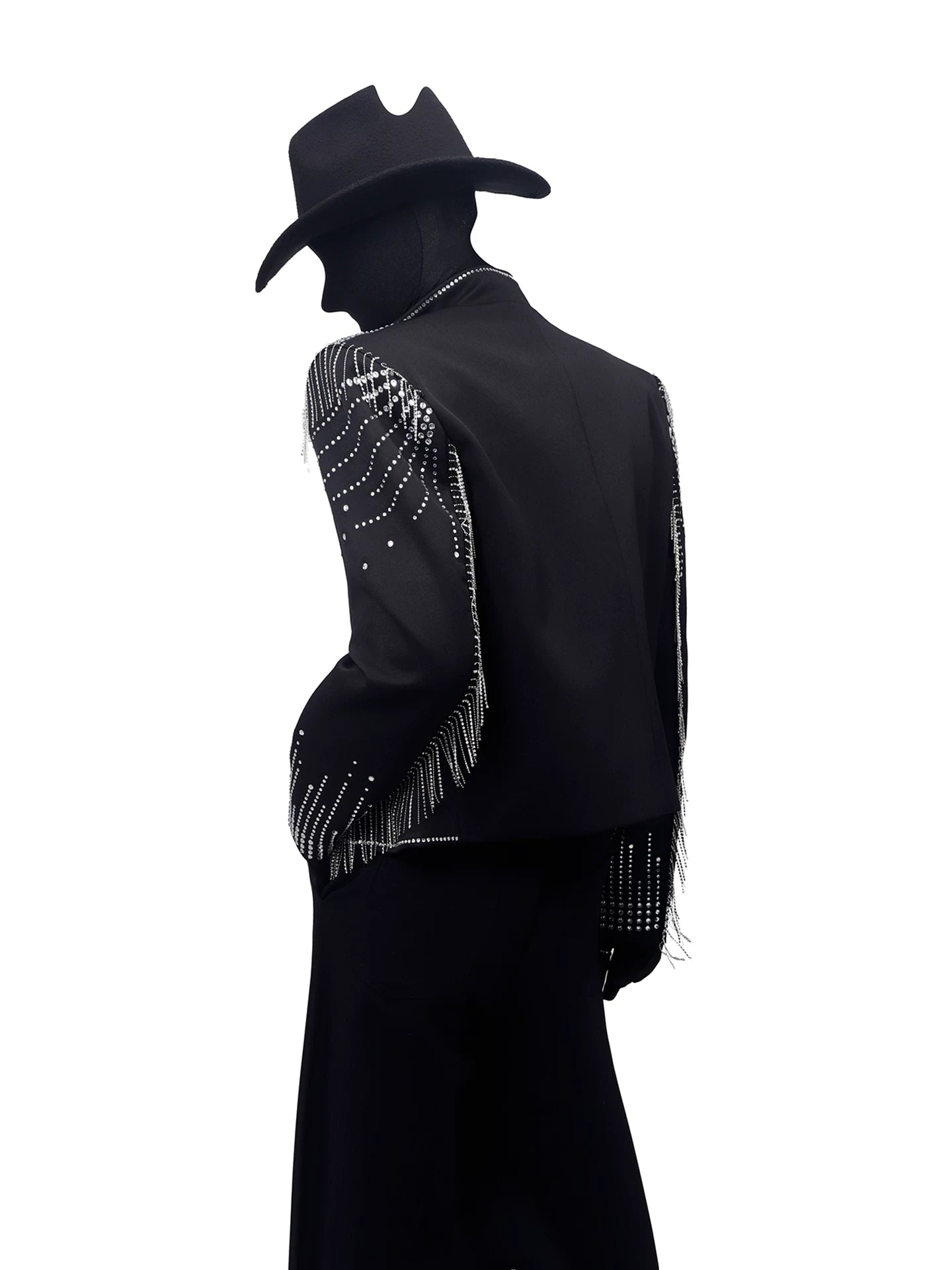Rhinestone Fringe Cropped Blazer
