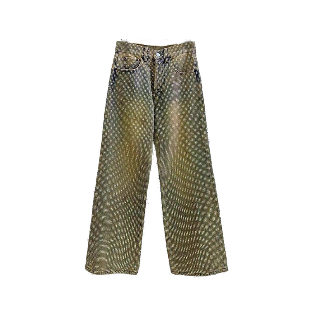 【25s Jul.】Crystal Rhinestone Straight-Leg Jeans