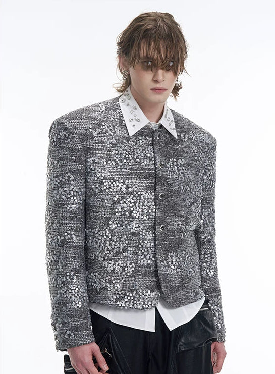 【26s Jan.】Luxury Sequin Tweed Cropped Jacket