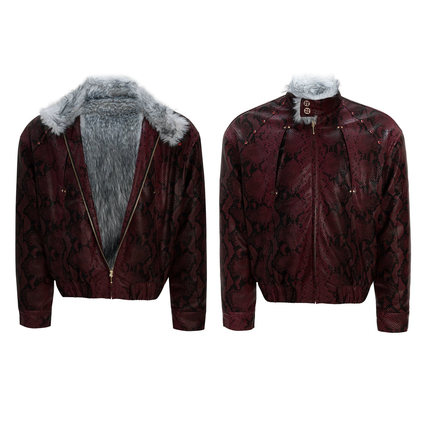 【25s Nov.】"Snowy Silver Fox" Plush Leather Jacket (No Hood)