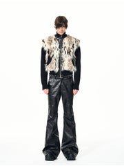 【26s Jan.】Fur-trimmed Quilted Stand-collar Knit Sweater