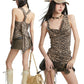 【25s Aug.】Leopard Metallic Flower Twist Camisole