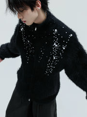 【25s Nov.】High-neck Plush Pearl Embellished Sweater