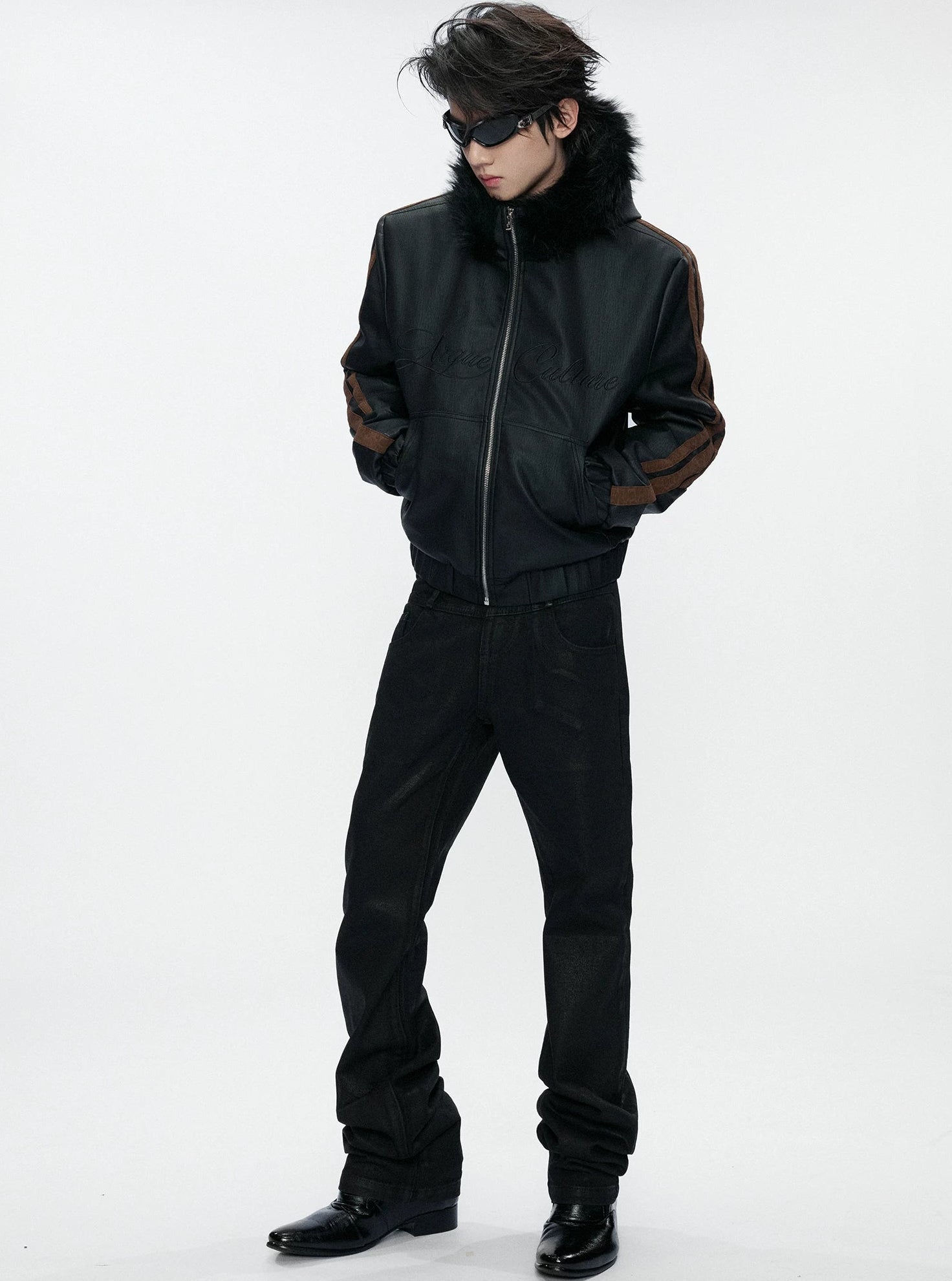 Leopard Panel Faux Fur Hooded Jacket