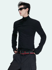 Sculpted Mock Neck Long Sleeve Tee