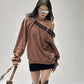 【25s Sep.】Belt with Off-shoulder Lazy Style Sweatshirt