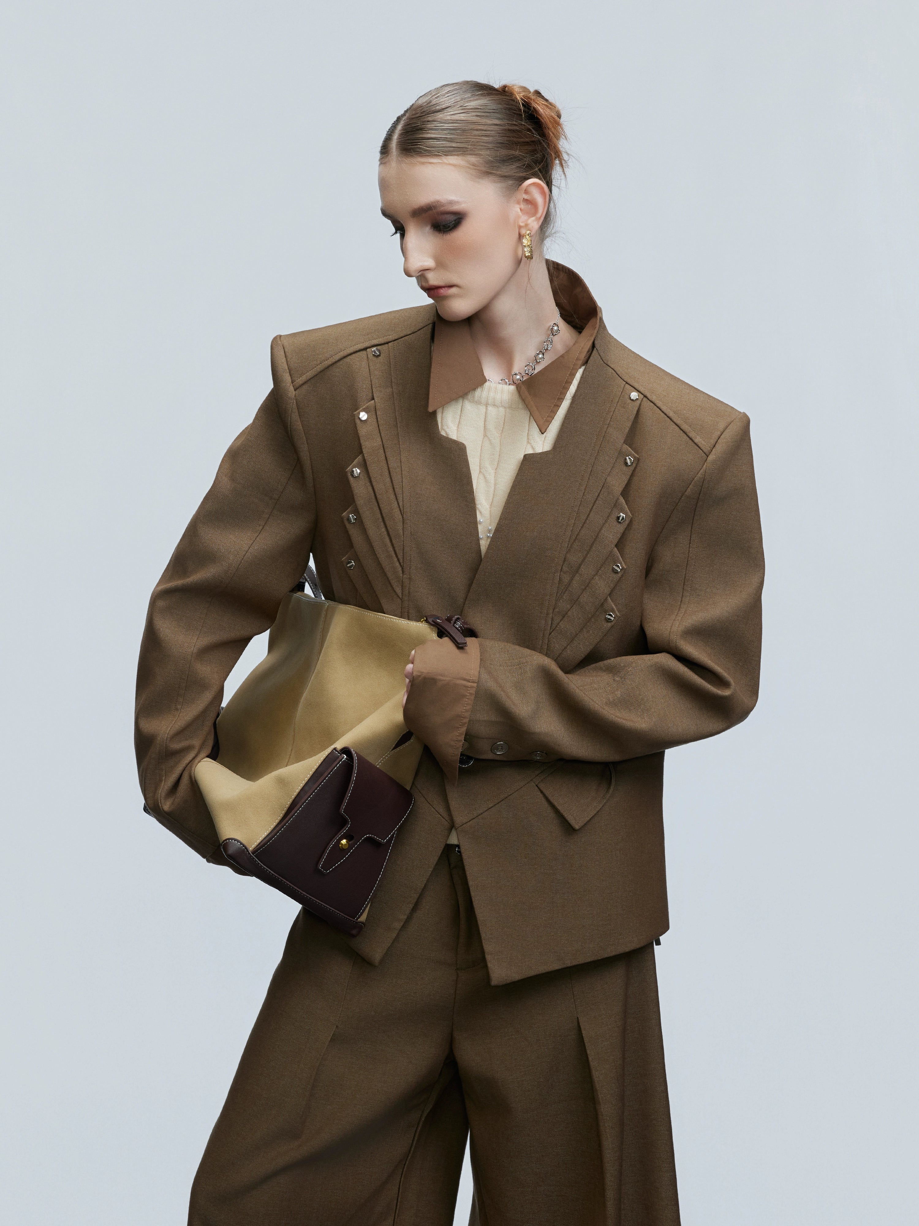 【25s Nov.】Wool Blend Tailored V-neck Suit / Trousers