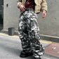 【25s Jan.】Camouflage Denim Patchwork Multi-pocket Cargo Trousers