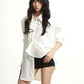 【25s Aug.】Loose Lapel Metal-Button Padded Shoulder Shirt