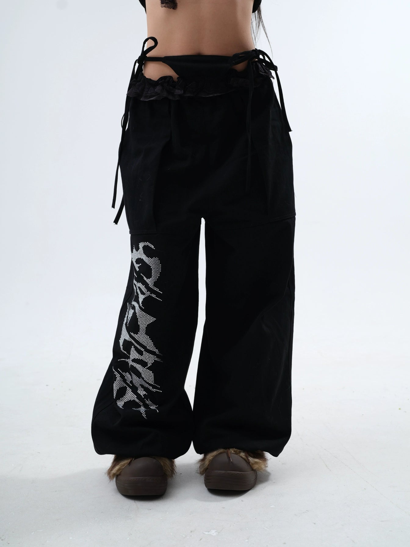 【25s Jul.】Fake Two-piece Lace Ruffled Patchwork Pants