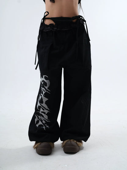 【25s Jul.】Fake Two-piece Lace Ruffled Patchwork Pants