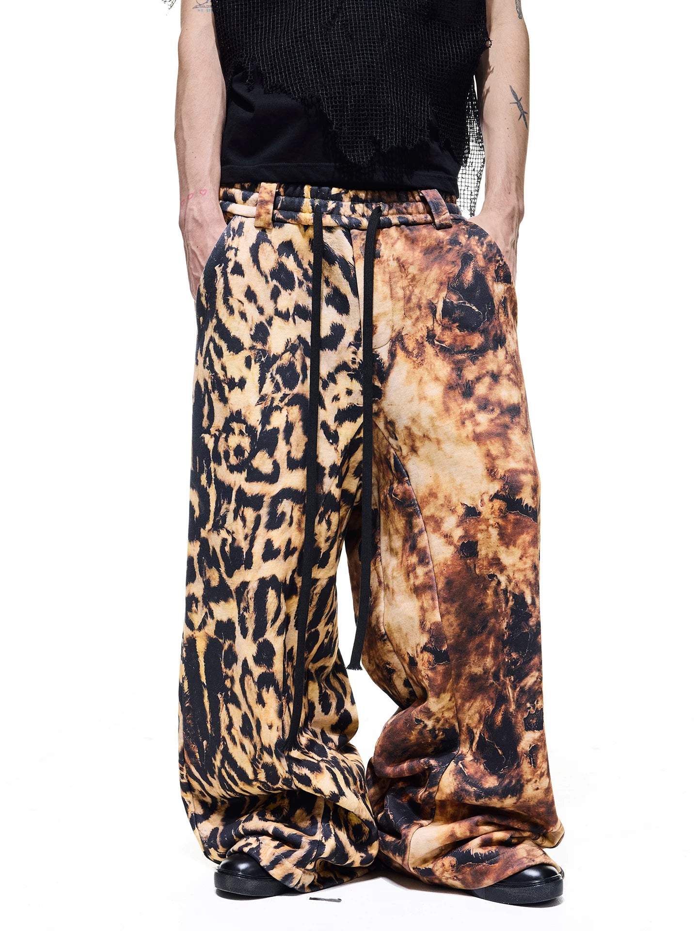 【26s May】Distorted Leopard 3D Print Wide-Leg Sweatpants