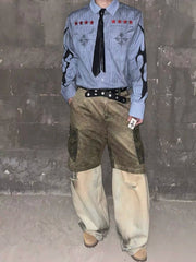 【25s Aug.】Washed Blue Stripe Oversized Casual Shirt