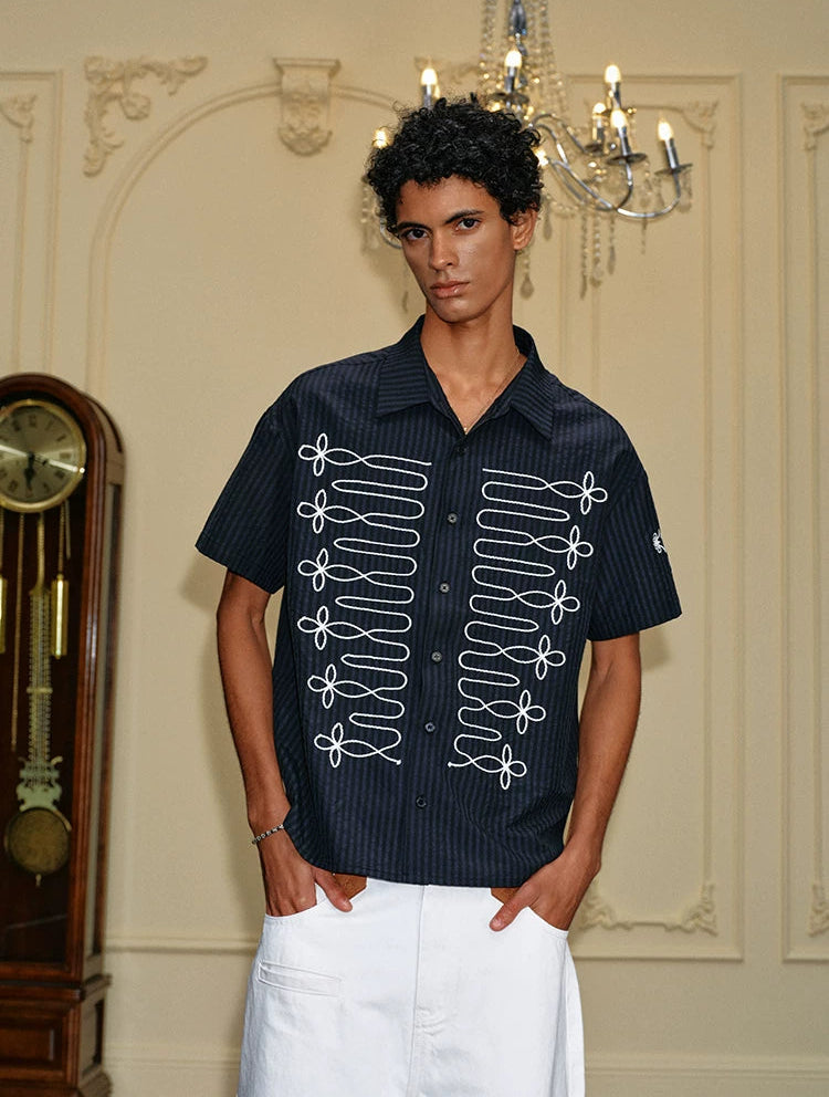 Royal Rope Tie Short Sleeve Shirt