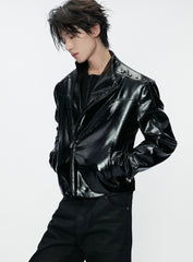 Glossy Crocodile Slim Moto Jacket
