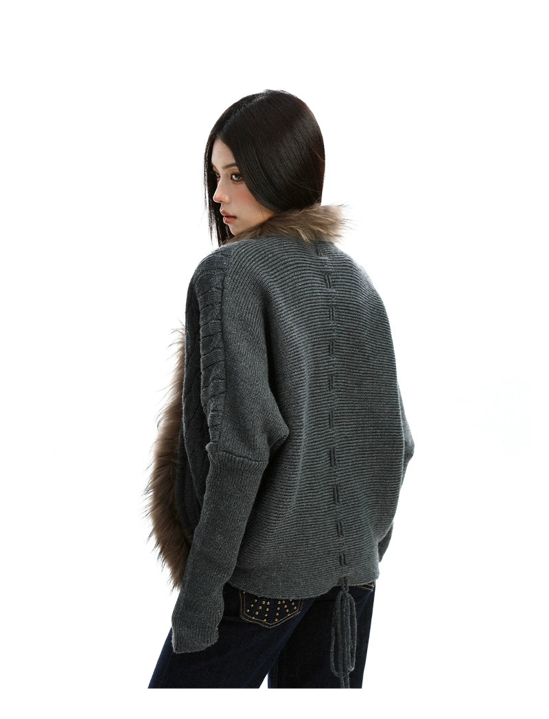 【25s Nov.】Cable Knit Collar Batwing Sleeve Sweater