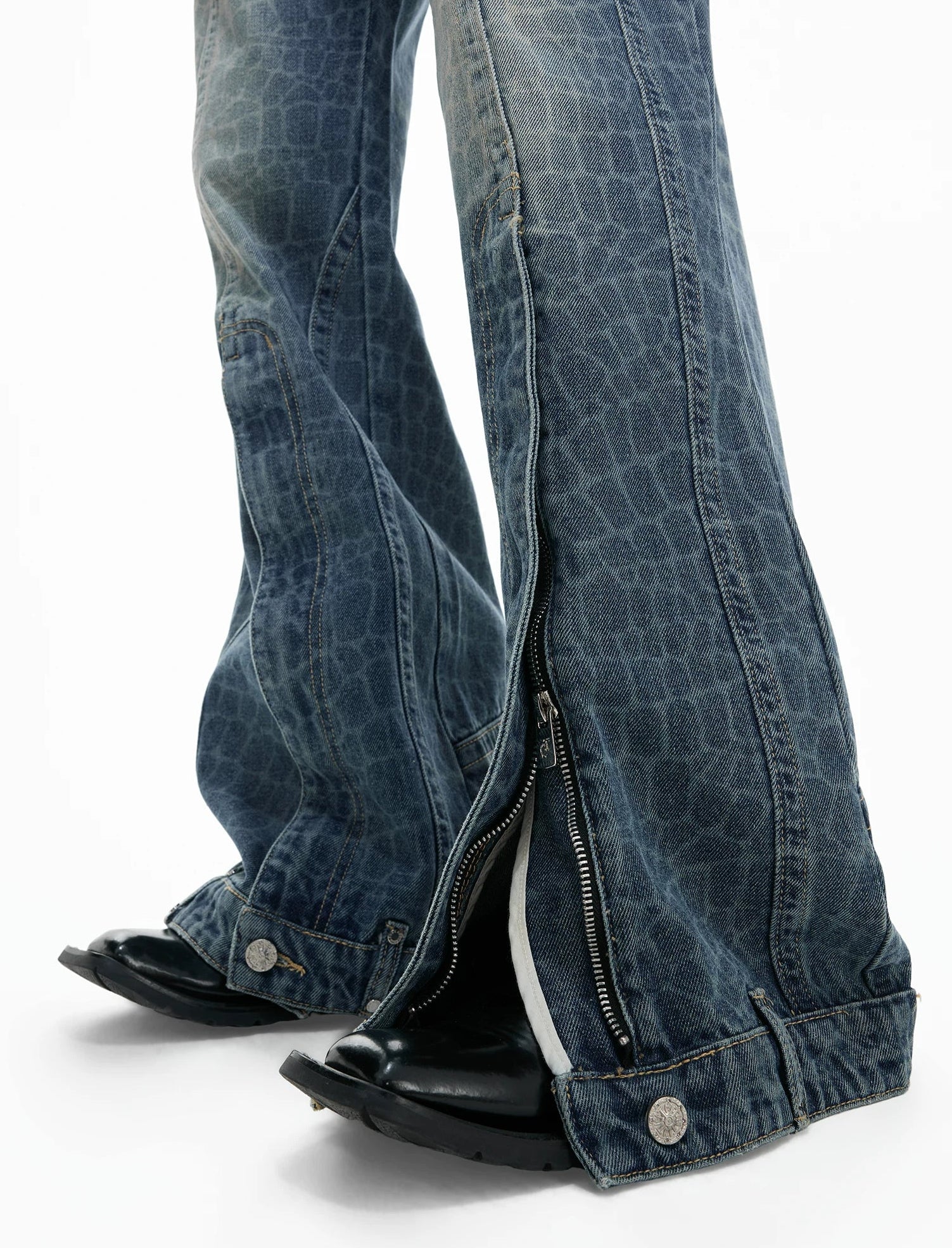 【26s Feb.】Vintage Cracked Texture Washed Straight-Leg Denim Pants
