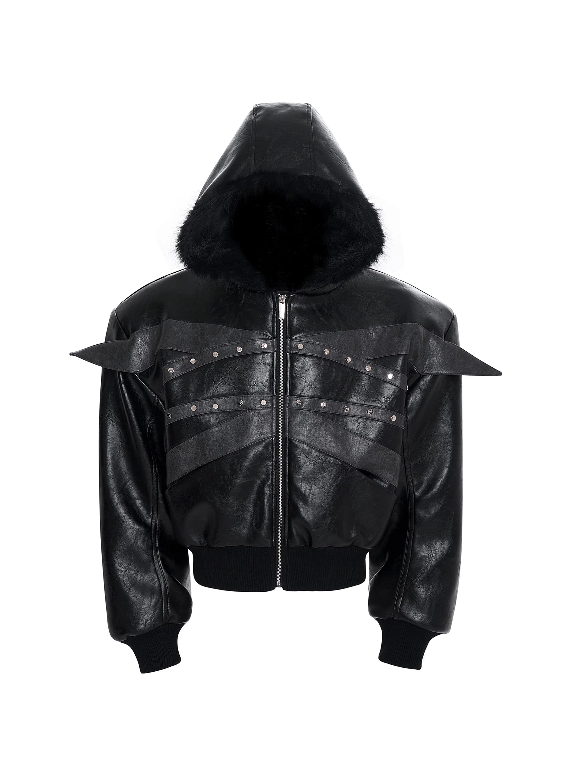 Deconstructed Silhouette Cropped Fur Collar Jacket