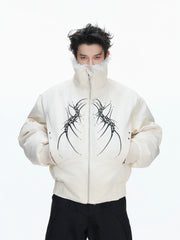 【26s Jan.】Embroidered Spine Rivet Cotton Coat