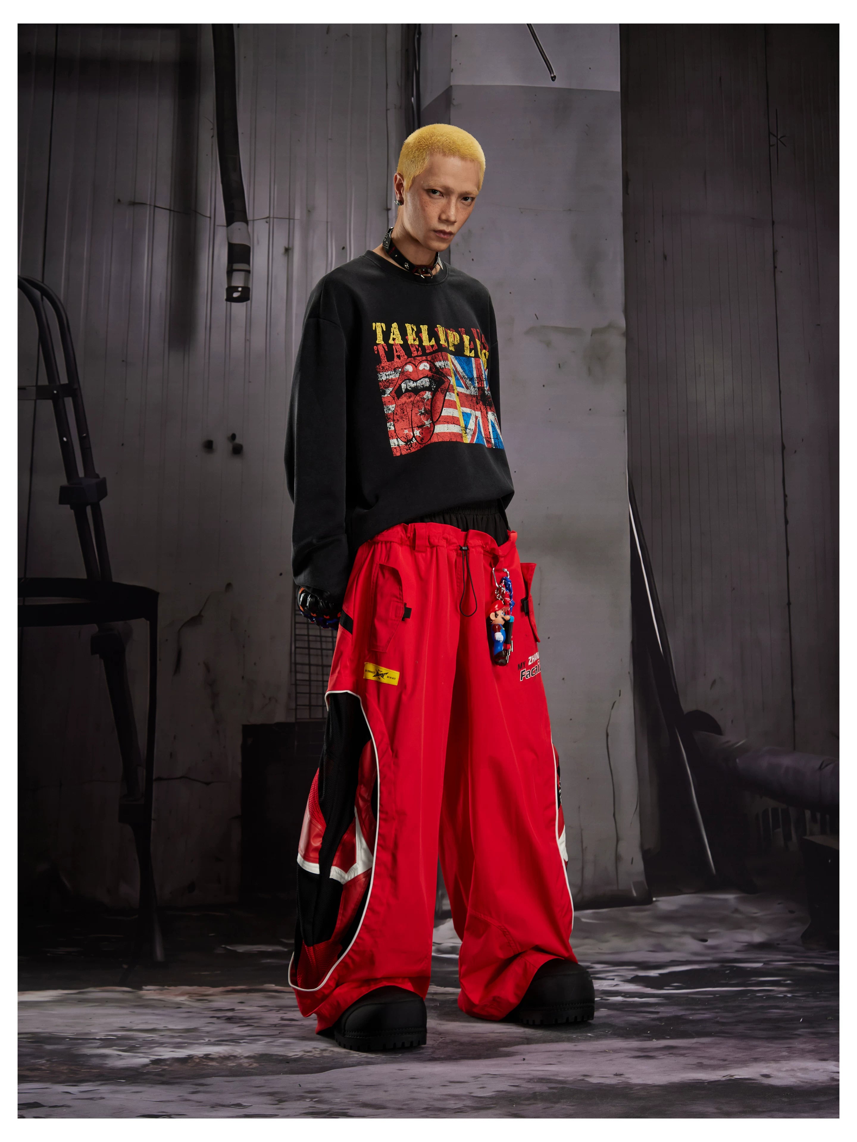 Deconstructed Racing Mesh Leather Pants