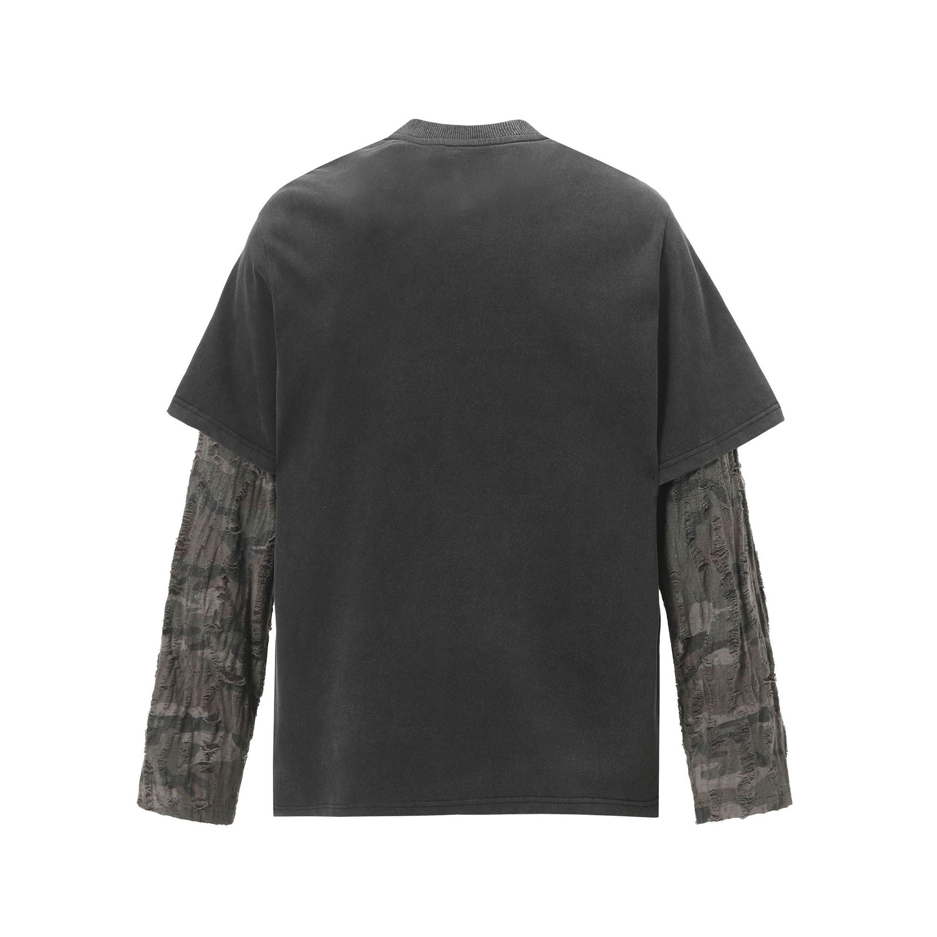 Layered Distressed Washed Long Sleeve Tee