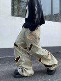 【Jun 25s.】Ripped Leopard Print Loose Wide Leg Jeans